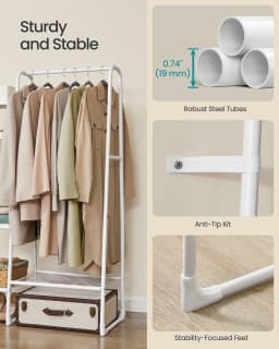 SONGMICS Clothes Rail, Freestanding Clothes Rack, 5 Storage Shelves, Metal Frame, 40 x 101.7 x 153.3 cm