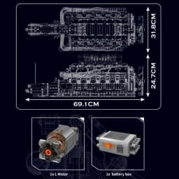 Mould King 10169 Technical Car Engine Toys The Motorized V12 Engine Building Block Assembly Car Engine Brick Kids Christmas Gift