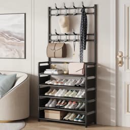 2025 New Shoe Rack With Hanging Hooks Space Saving Storage Organizer For Shoes Coats Hats Closet Clothes Hanger Home Shoes Shelf