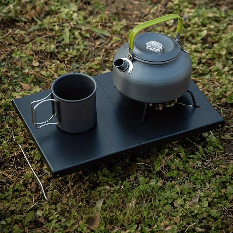 Outdoor Folding Small Table Portable Picnic Mini Table Thickened Steel Plate Spider Stove Insulated Table Camping Equipment