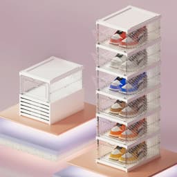 6Pcs Foldable Transparent Shoe Box Dustproof Storage Box Shoe Storage Box Entrance Door Shoe Rack