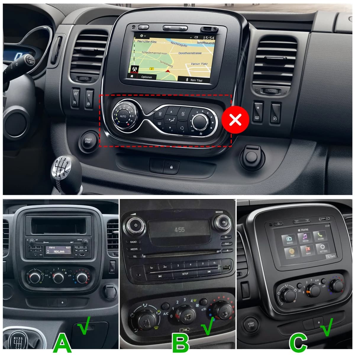 For Vauxhall Vivaro/Opel Trafic 2014 - 2019 Android 15 car navigation 9in built-in CarPlay Android Auto 2+64G Multimedia Player