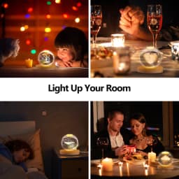 Wooden LED Light Base, 2 Pack Round LED Light Dispaly Base Plate Desktop Display Base Stand Ornament Powered by USB