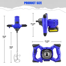 Cordless Mixer Portable Paddle Mixer 6 Speed, Electric Stirrer Drill Mix Stirring Tool with 2PC 1.5Ah Battery