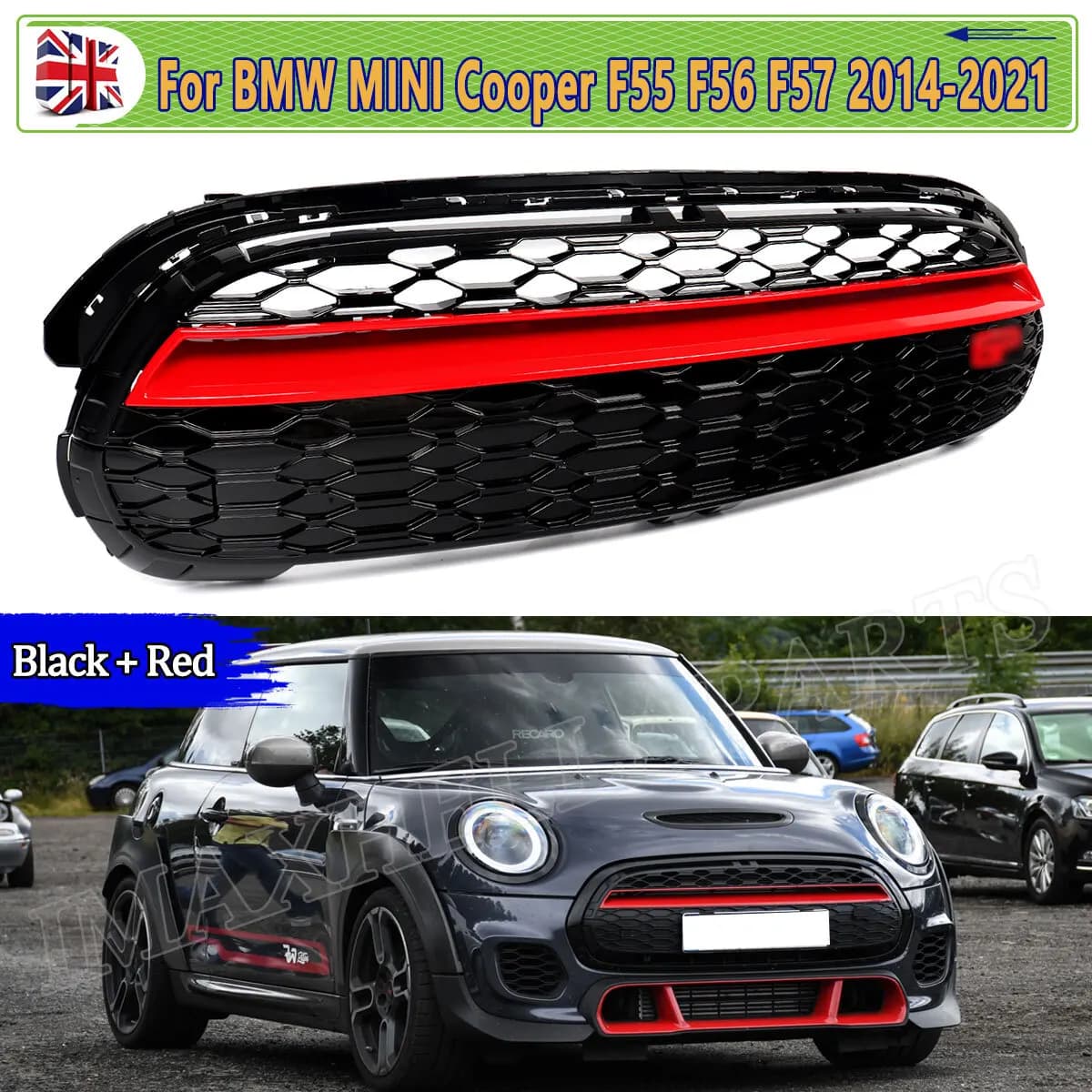 GP STYLE Grill Grid Replace FOR MINI COOPER F55 F56 F57 2014-2021 FRONT BUMPER GRILLE GRILL BLACK Red Refit Car Accessories