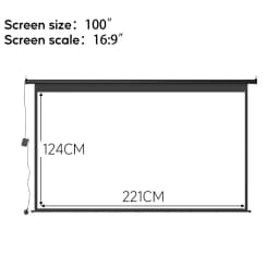 Voltsify 100" Black 16:9 Electric Motorized Projector Screen with Remote Wall/Ceiling Mounted Matte White Screen