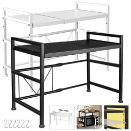 Microwave Oven Rack Seasoning Shelf Bilayer Oven Storage Rack Retractable Countertop Organizer Kitchen Accessories