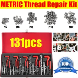 DayPlus 131pcs Thread Repair Kit M5 M6 M8 M10 M12 Screw Thread Inserts For Restoring Damaged Threads Repair Tool Drill Bit + Box