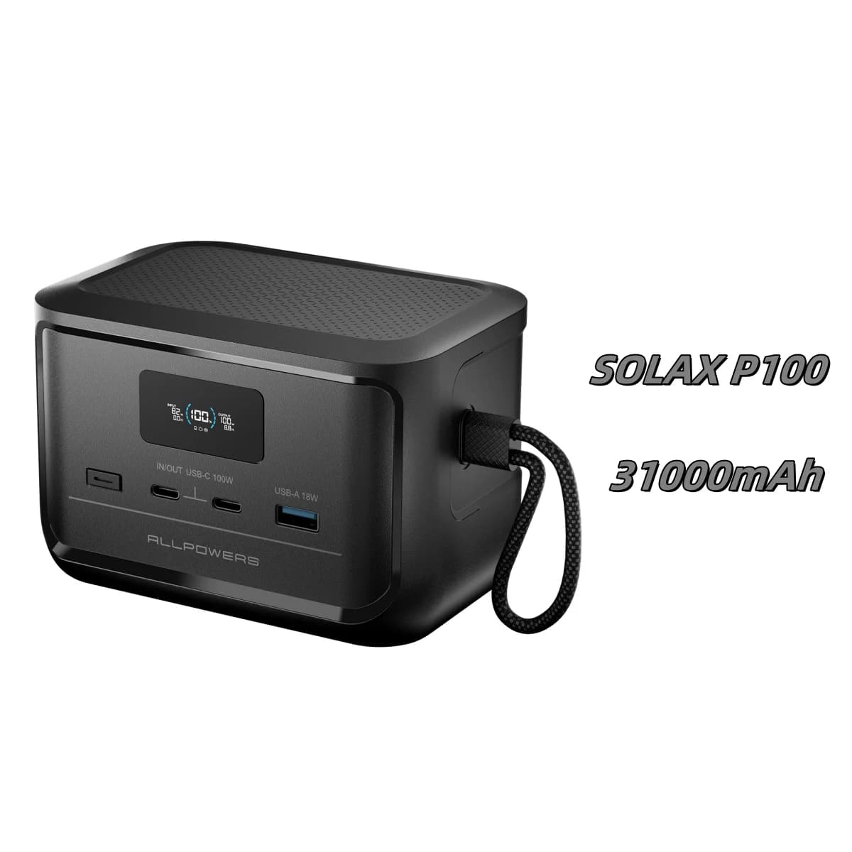 ALLPOWERS SOLAX P100 Portable Power Bank 128W 99Wh LiFePO4 Battery USB Output 31000mAh for Outdoor Camping Travel