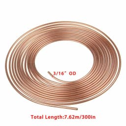 1-3PCS 25FT 7.6m Galvanized Copper Brake Pipe Hose Line Tube Roll 3/16" + Nuts Galvanized Copper Hose Line Piping
