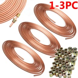 1-3PCS 25FT 7.6m Galvanized Copper Brake Pipe Hose Line Tube Roll 3/16" + Nuts Galvanized Copper Hose Line Piping