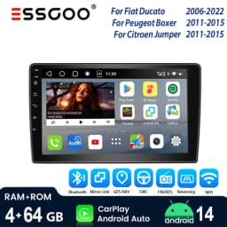 9"4+64GB Car Stereo Radio Bluetooth for Fiat DUCATO Peugeot Boxer Citroen Jumper GPS Navi Android 14 Wireless CarPlay WIFI RDS