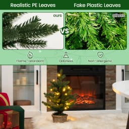 GOFLAME 1.5FT Mini Pre-lit Christmas Tree Tabletop Small Artificial Xmas Tree Led Light