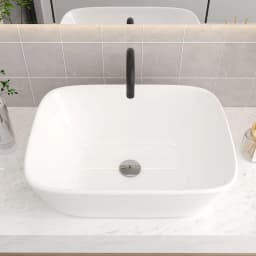 Voltsify Modern White Square Countertop Bathroom Sink