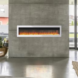 Voltsify LED Electric Wall Fireplace 12 Flame Colours with Freestanding Leg, White 50inch