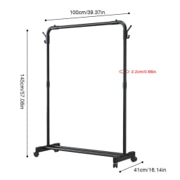 Metal Clothing Rack With Storage Shelf on Wheels Movable Garment Rail Portable Wardrobe Rack for Hanging Garments Dresses Coats