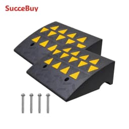 SucceBuy 1/2 Pack Rubber Curb Ramp Threshold Driveway Ramps with Stable Grid Structure for Car Wheelchairs Motorcycles Bikes