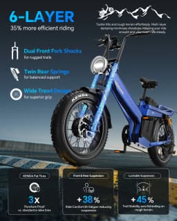 Tesway X7 AWD Electric Bike 52V 60Ah Battery 2000W Dual Motor Ebike 20x4.0'' Fat Tire Hydraulic Brakes E-Bike