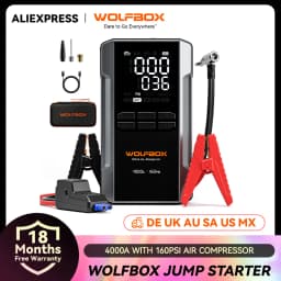 WOLFBOX 4000A Jump Starter with 160PSI Air Compressor, 12V Car Battery Booster, 65W Fast Charge, 24000mAh Portable Tire Inflator