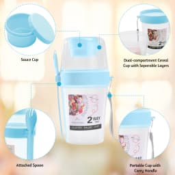 4 Pack Overnight Oats Container with Lid and Spoon Portable Cereal Cup Breakfast Container for School Office
