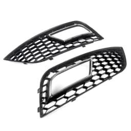 Pair Honeycomb Style Fog Light Cover For 2013-2016 Audi A4 B8.5 Standard Bumper