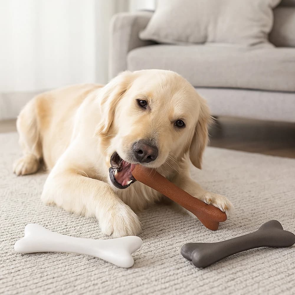 Nylon Bone Chew Toy, Flavoured Durable Dog Chew for Teeth Cleaning and Dental Care