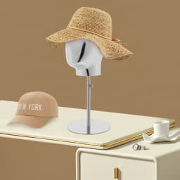 Electroplating Model Head with Stand 25cm Tabletop Mannequin Head with 17.72-22.83in Adjustable Height for Head Wigs Hats Displa