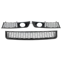 For 2002-2005 Audi A4 B6 Front Lower Grille+Fog Light Grill Honeycomb Style 3Pcs