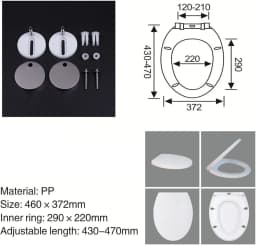 BRIEFNESS D-Shape Soft Close Toilet Seat, Antimicrobial Easy Clean PVC Material, Quick Release Hinges for Easy Cleaning, Univers