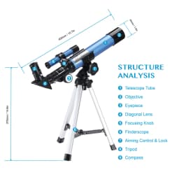 Telescopes 40/400 with Tabletop Tripod 2 Eyepieces Portable Telescopes for Astronomy Beginners with Finderscope