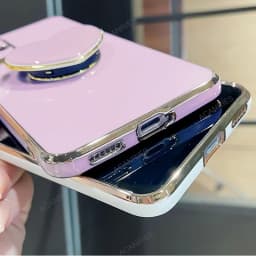 Magic6 Magic5 Lite Phone Holder Luxury Plating Case For Huawei Honor Magic 6 5 Lite 5g X9a X9b Love Heart Stand Silicone Cover