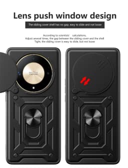 For Honor Magic6 Lite Case Slide Camera Armor Phone Case For Honor Magic 6 Light Magic6Lite 5G Magnetic Ring Holder Back Cover