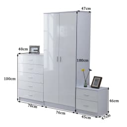 HOMCOM High Gloss 3 Trio Wardrobe Set Drawers Bedroom Furniture Chest Bedside