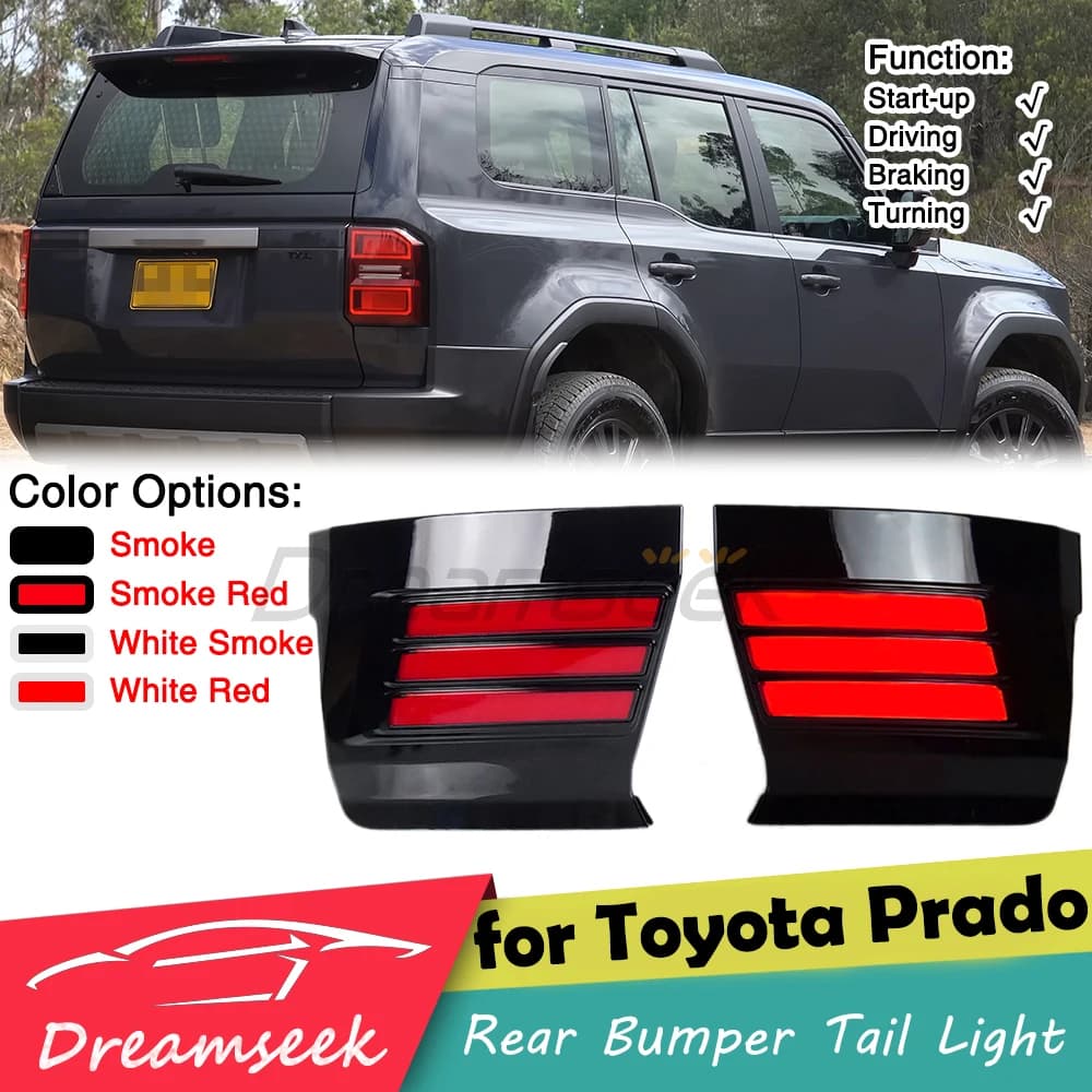 Pair LED Rear Bumper Brake Tail Light for Toyota Land Cruiser Prado LC250 J250 2024+ Reflector Lamp with Dynamic Sequential Turn