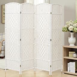 【Lifeideas】Folding Weave Fiber Room Divider Privacy Screen for Home
