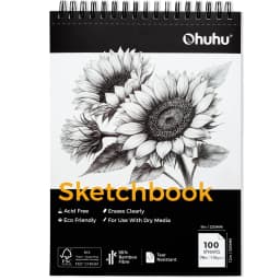 Ohuhu Bamboo Fiber Sketch Book Tear Resistant Drawing Paper Top Spiral Bound Sketch Pad Acid Free Art Drawing Painting Paper