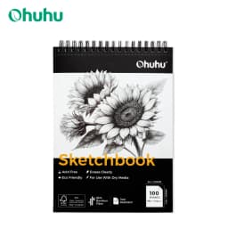 Ohuhu Bamboo Fiber Sketch Book Tear Resistant Drawing Paper Top Spiral Bound Sketch Pad Acid Free Art Drawing Painting Paper