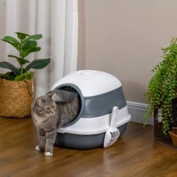 PawHut Foldable Cat Litter Tray Hooded Cat Litter Box w/ High Side