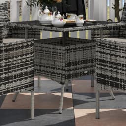 Outsunny 4 Seater Rattan Set with Cushions, PE Rattan Garden Furniture Set, Glass Top Table, Outdoor Table and Chairs