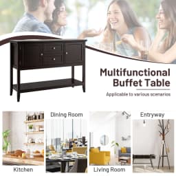 GOFLAME Console Sofa Table Narrow Entryway Table W/ 2 Drawers & 2 Storage Cabinets