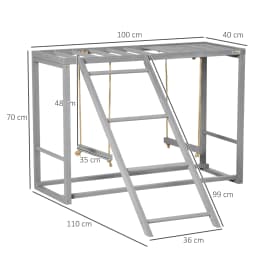 PawHut Chicken Activity Play Chicken Coop with Swing Set for 3-4 Chickens, Grey