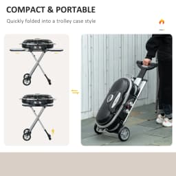 Outsunny Foldable 2 Burner Gas BBQ Grill Trolley w/ Side Shelves Storage Pocket