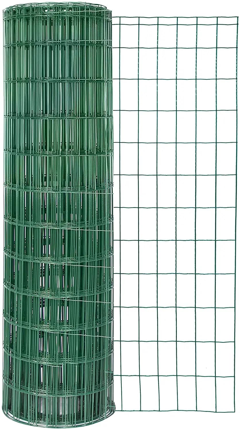 Green Wire Mesh Roll Green PVC Coated, 7.5cm x10cm Hole, 2mm Wire Thickness, for Window Guards Vegetable Crop Protection