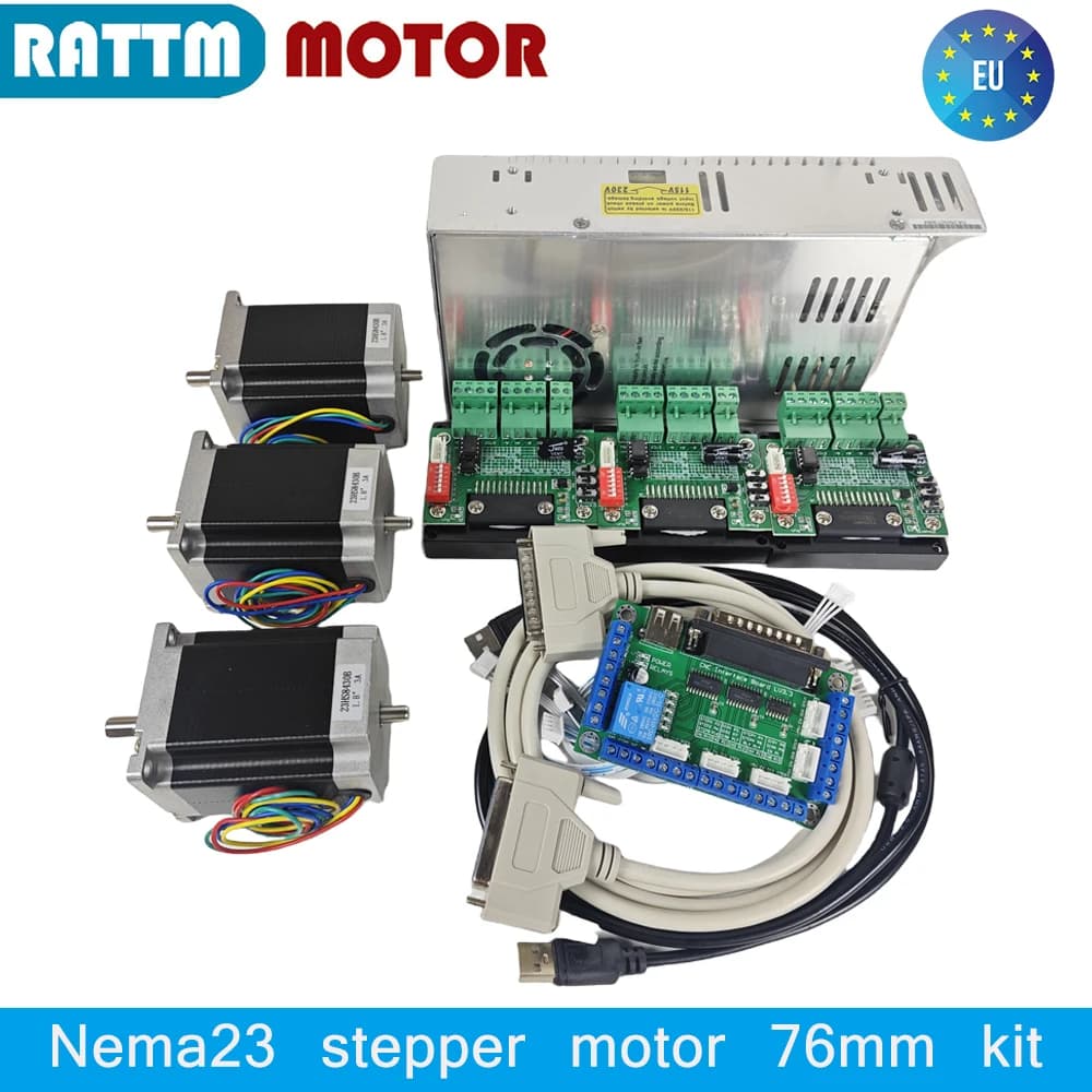 【EU】 3 Axis 4 axis CNC Controller Kit Nema23 Stepper Motor 76mm 23HS8430B Dual shaft & TB6560 MD430 Single Axis Driver