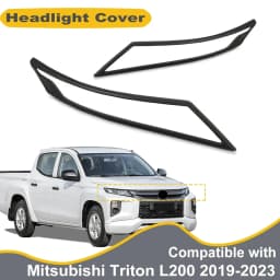 Matte Black Headlight Cover Surround Trim Guard For Mitsubishi Triton L200 2019-2023 MR Front Lamp Hood Car Exterior Accessories