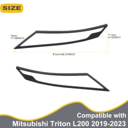Matte Black Headlight Cover Surround Trim Guard For Mitsubishi Triton L200 2019-2023 MR Front Lamp Hood Car Exterior Accessories