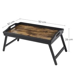 SONGMICS Bed Tray Table with Bamboo Folding Legs, Breakfast Tray for Sofa, Bed, Serving Snack Tray with Groove for Phone Tablet