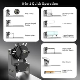 9 in 1 Chuck, Woodworking Tools, Cylindrical Laser Engraving NEJE R6 High Precision A-Axis Rotary Roller