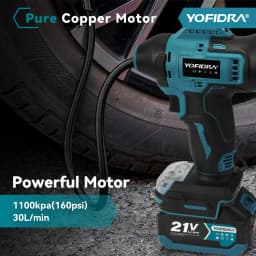 YOFIDRA Electric Air Pump Tire Inflator High Pressure Digital Display Car Air Compressor Tool For Makita 18-21V Battery Pin
