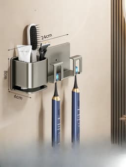 Toothbrush Rack Without Punching Brushing Cup Mouthwash Cup Rack Wall-mounted Bathroom Family Toothbrush Toothbrush Rack
